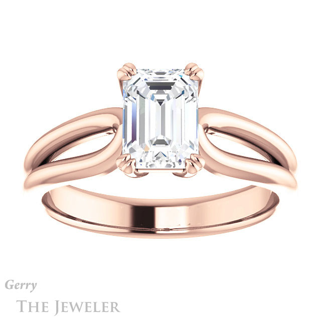 Emerald Cut Forever Brilliant Moissanite Engagement Ring #GTJ1200-emerald-fb-r