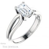 Emerald Cut Forever One Moissanite Engagement Ring #GTJ1200-emerald-fb-w 4 Emerald Cut Forever Brilliant Moissanite Engagement Ring #GTJ1200-emerald-fb-w