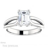 Emerald Cut Forever One Moissanite Engagement Ring #GTJ1200-emerald-fb-w 1 Emerald Cut Forever Brilliant Moissanite Engagement Ring #GTJ1200-emerald-fb-w