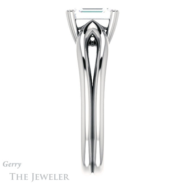 Emerald Cut Forever One Moissanite Engagement Ring #GTJ1200-emerald-fb-w 3 Emerald Cut Forever Brilliant Moissanite Engagement Ring #GTJ1200-emerald-fb-w