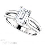 Emerald Cut Forever One Moissanite Engagement Ring #GTJ1200-emerald-fb-w 5 Emerald Cut Forever Brilliant Moissanite Engagement Ring #GTJ1200-emerald-fb-w