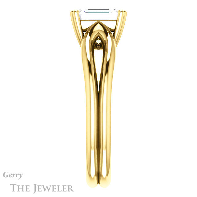 Emerald Cut Forever One Moissanite Engagement Ring #GTJ1200-emerald-fb-y 3 Emerald Cut Forever Brilliant Moissanite Engagement Ring #GTJ1200-emerald-fb-y