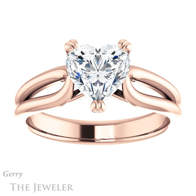 Heart Shaped Forever Brilliant Moissanite Engagement Ring #GTJ1200-heart-fb-r
