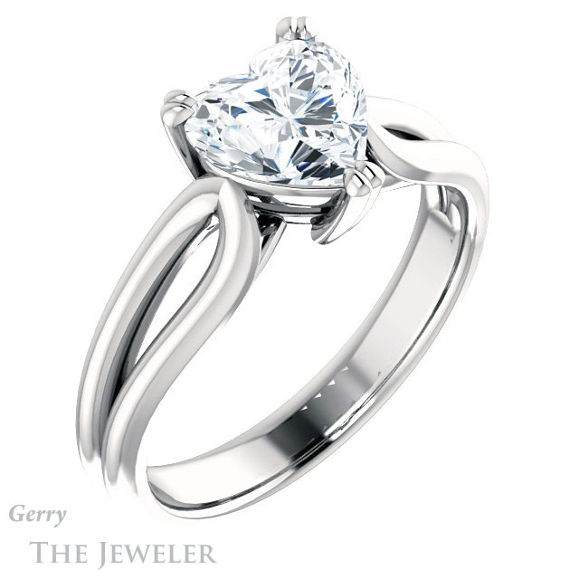 Heart Shaped Forever One Moissanite Engagement Ring #GTJ1200-heart-fb-w 4 Heart Shaped Forever Brilliant Moissanite Engagement Ring #GTJ1200-heart-fb-w