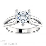 Heart Shaped Forever One Moissanite Engagement Ring #GTJ1200-heart-fb-w 1 Heart Shaped Forever Brilliant Moissanite Engagement Ring #GTJ1200-heart-fb-w