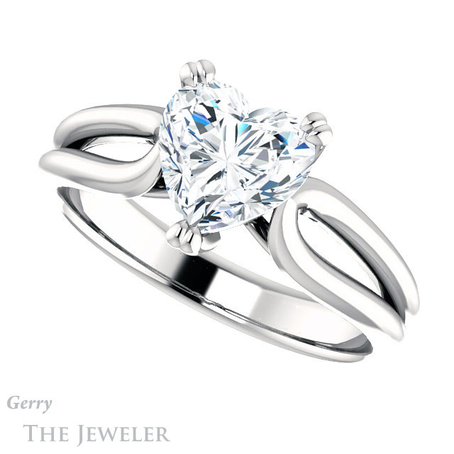 Heart Shaped Forever One Moissanite Engagement Ring #GTJ1200-heart-fb-w 5 Heart Shaped Forever Brilliant Moissanite Engagement Ring #GTJ1200-heart-fb-w