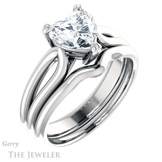 Heart Shaped Forever One Moissanite Engagement Ring #GTJ1200-heart-fb-w 6 Heart Shaped Forever Brilliant Moissanite Engagement Ring #GTJ1200-heart-fb-w