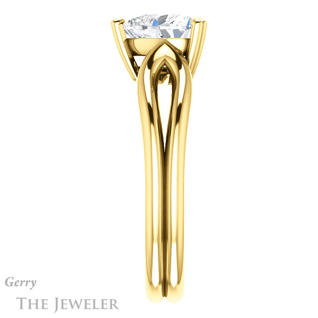 Heart Shaped Forever One Moissanite Engagement Ring #GTJ1200-heart-fb-y 3 Heart Shaped Forever Brilliant Moissanite Engagement Ring #GTJ1200-heart-fb-y