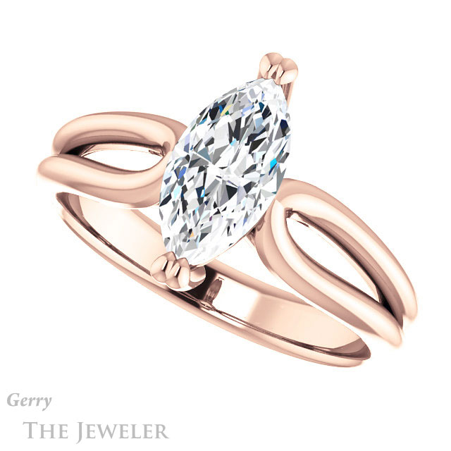 Marquise Cut Forever One Moissanite Engagement Ring #GTJ1200-marquise-fb-r 5 Marquise Cut Forever Brilliant Moissanite Engagement Ring #GTJ1200-marquise-fb-r