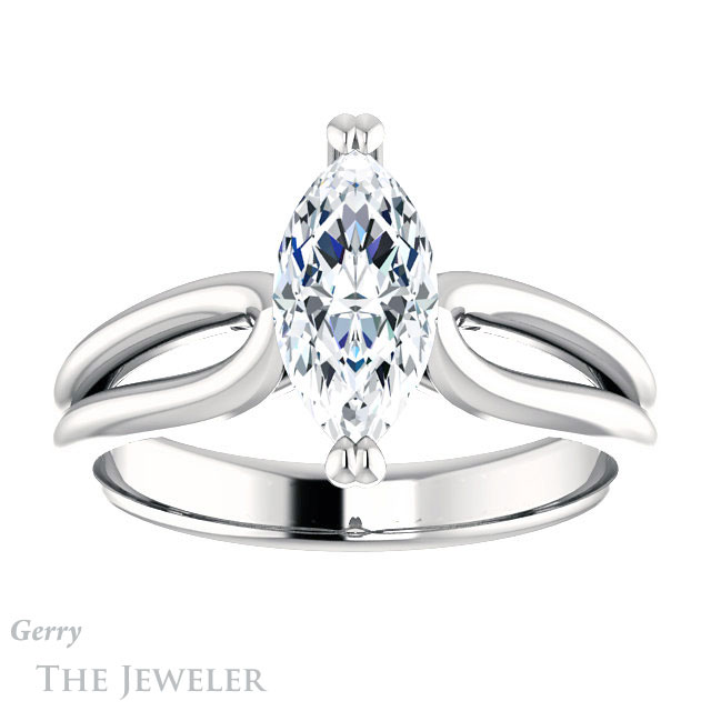 Marquise Cut Forever Brilliant Moissanite Engagement Ring #GTJ1200-marquise-fb-w