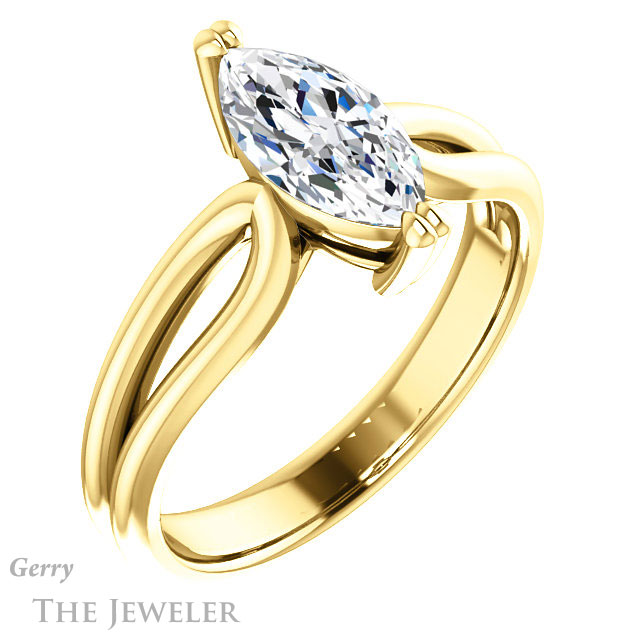 Marquise Cut Forever One Moissanite Engagement Ring #GTJ1200-marquise-fb-y 4 Marquise Cut Forever Brilliant Moissanite Engagement Ring #GTJ1200-marquise-fb-y
