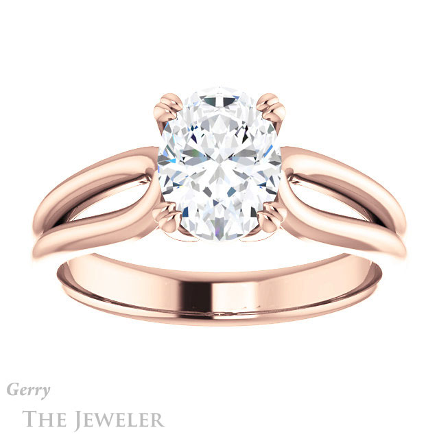 Oval Shaped Forever One Moissanite Engagement Ring #GTJ1200-oval-fo-r