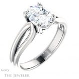 Oval Shaped Forever One Moissanite Engagement Ring #GTJ1200-oval-fo-w 4 Oval Shaped Forever One Moissanite Engagement Ring #GTJ1200-oval-fo-w