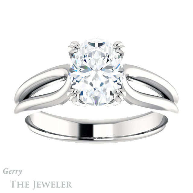 Oval Shaped Forever One Moissanite Engagement Ring #GTJ1200-oval-fo-w