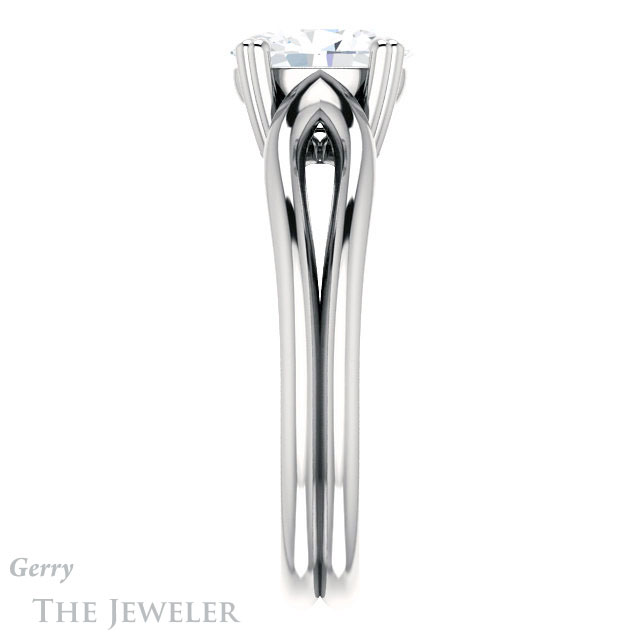 Oval Shaped Forever One Moissanite Engagement Ring #GTJ1200-oval-fo-w 3 Oval Shaped Forever One Moissanite Engagement Ring #GTJ1200-oval-fo-w