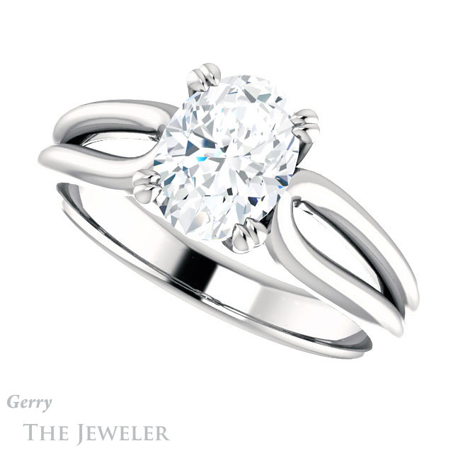 Oval Shaped Forever One Moissanite Engagement Ring #GTJ1200-oval-fo-w 5 Oval Shaped Forever One Moissanite Engagement Ring #GTJ1200-oval-fo-w