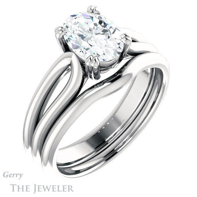 Oval Shaped Forever One Moissanite Engagement Ring #GTJ1200-oval-fo-w 6 Oval Shaped Forever One Moissanite Engagement Ring #GTJ1200-oval-fo-w