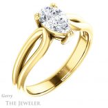 Pear Shaped Forever One Moissanite Engagement Ring #GTJ1200-pear-fb-y 4 Pear Shaped Forever Brilliant Moissanite Engagement Ring #GTJ1200-pear-fb-y