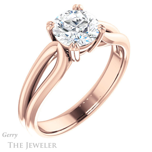 Round Cut Forever One Moissanite Engagement Ring #GTJ1200-round-fo-r