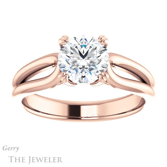 Round Cut Forever One Moissanite Engagement Ring #GTJ1200-round-fo-r