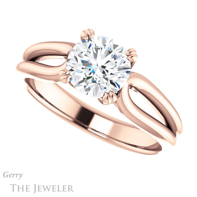 Round Cut Forever One Moissanite Engagement Ring #GTJ1200-round-fo-r