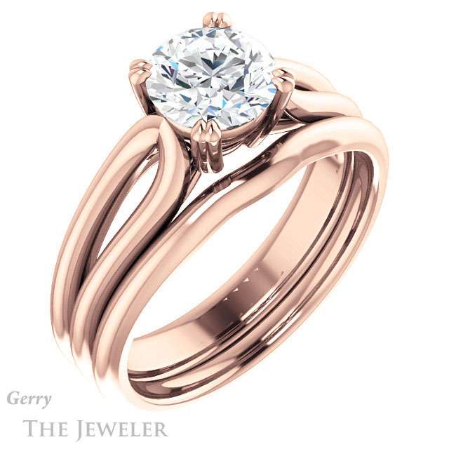 Round Cut Forever One Moissanite Engagement Ring #GTJ1200-round-fo-r