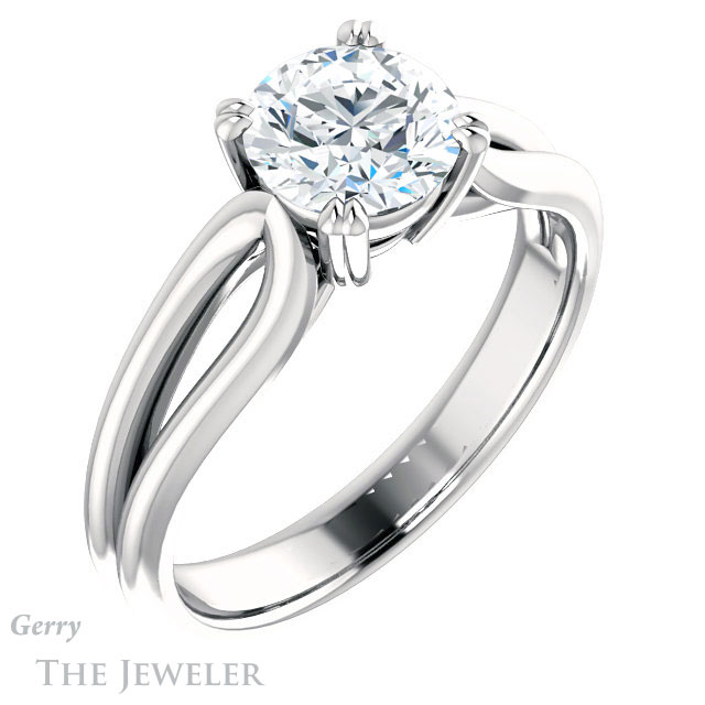 Round Cut Forever One Moissanite Engagement Ring #GTJ1200-round-fo-w 4 Round Cut Forever One Moissanite Engagement Ring #GTJ1200-round-fo-w