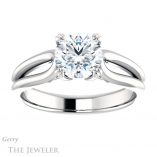 Round Cut Forever One Moissanite Engagement Ring #GTJ1200-round-fo-w 1 Round Cut Forever One Moissanite Engagement Ring #GTJ1200-round-fo-w