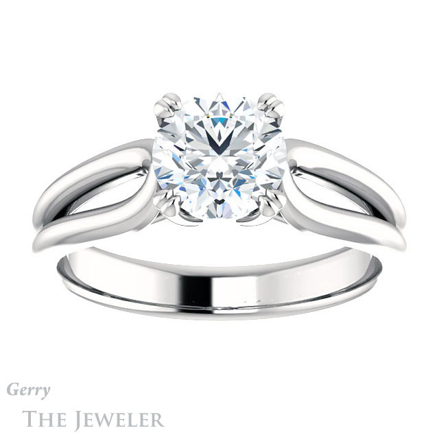Round Cut Forever One Moissanite Engagement Ring #GTJ1200-round-fo-w 1 Round Cut Forever One Moissanite Engagement Ring #GTJ1200-round-fo-w