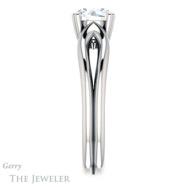 Round Cut Forever One Moissanite Engagement Ring #GTJ1200-round-fo-w 3 Round Cut Forever One Moissanite Engagement Ring #GTJ1200-round-fo-w