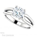 Round Cut Forever One Moissanite Engagement Ring #GTJ1200-round-fo-w 5 Round Cut Forever One Moissanite Engagement Ring #GTJ1200-round-fo-w