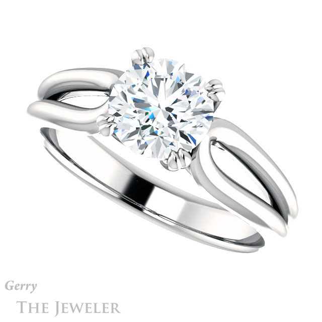 Round Cut Forever One Moissanite Engagement Ring #GTJ1200-round-fo-w 5 Round Cut Forever One Moissanite Engagement Ring #GTJ1200-round-fo-w