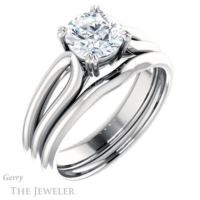 Round Cut Forever One Moissanite Engagement Ring #GTJ1200-round-fo-w 6 Round Cut Forever One Moissanite Engagement Ring #GTJ1200-round-fo-w