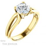 Round Cut Forever One Moissanite Engagement Ring #GTJ1200-round-fo-y