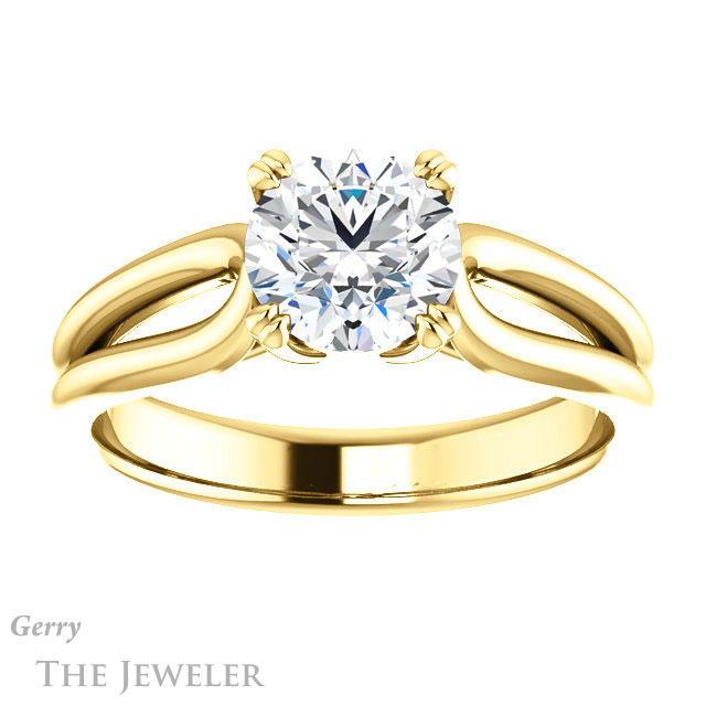 Round Cut Forever One Moissanite Engagement Ring #GTJ1200-round-fo-y