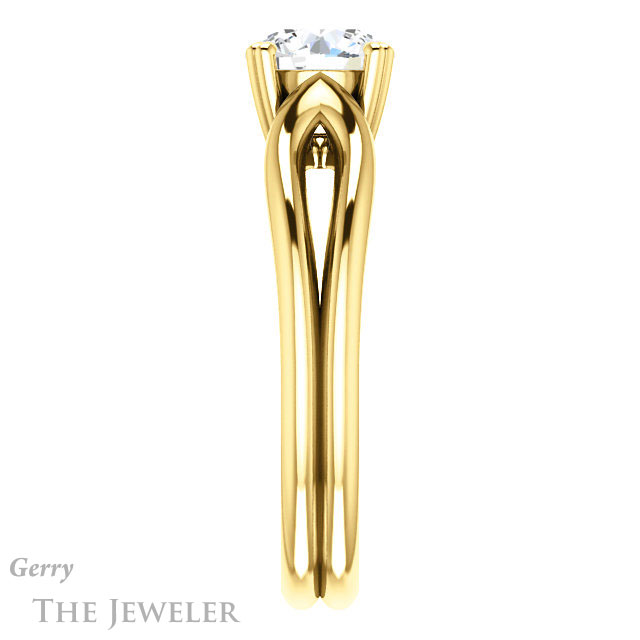 Round Cut Forever One Moissanite Engagement Ring #GTJ1200-round-fo-y
