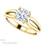 Round Cut Forever One Moissanite Engagement Ring #GTJ1200-round-fo-y