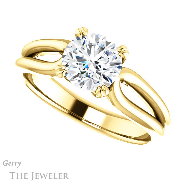 Round Cut Forever One Moissanite Engagement Ring #GTJ1200-round-fo-y