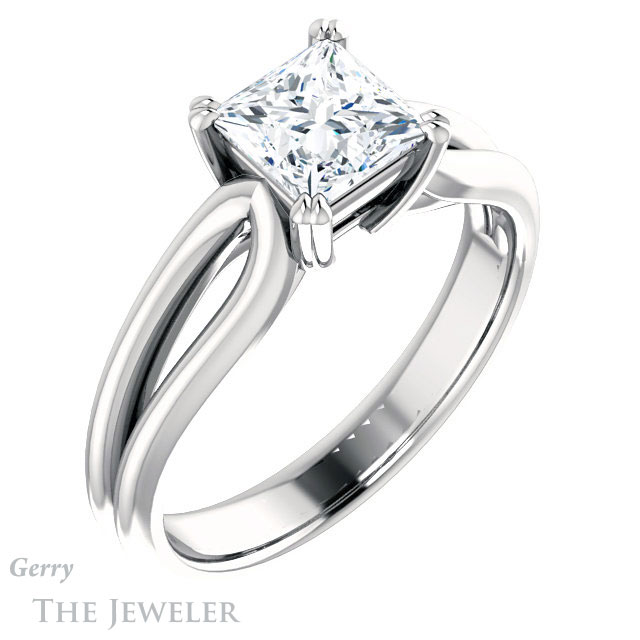 Princess Cut Forever One Moissanite Engagement Ring #GTJ1200-square-fo-w