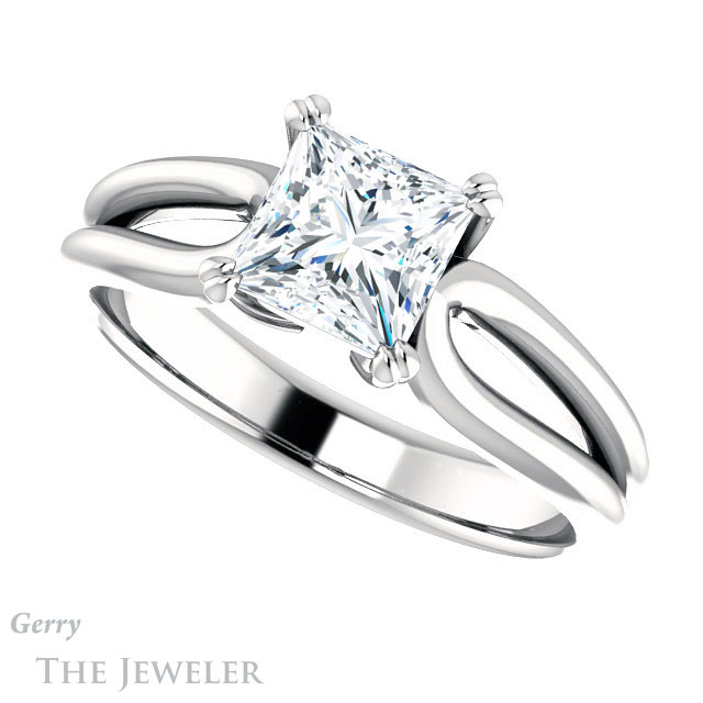 Princess Cut Forever One Moissanite Engagement Ring #GTJ1200-square-fo-w