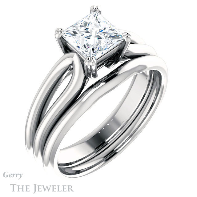 Princess Cut Forever One Moissanite Engagement Ring #GTJ1200-square-fo-w