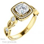 Cushion Cut Forever One Moissanite Engagement Ring #GTJ1201-cushion-fo-y 4 Cushion Cut Forever One Moissanite Engagement Ring #GTJ1201-cushion-fo-y
