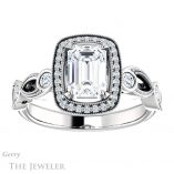Emerald Cut Forever One Moissanite Engagement Ring #GTJ1201-emerald-fb-w 1 Emerald Cut Forever Brilliant Moissanite Engagement Ring #GTJ1201-emerald-fb-w