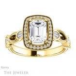 Emerald Cut Forever One Moissanite Engagement Ring #GTJ1201-emerald-fb-y 1 Emerald Cut Forever Brilliant Moissanite Engagement Ring #GTJ1201-emerald-fb-y