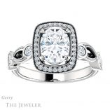 Oval Shaped Forever One Moissanite Engagement Ring #GTJ1201-oval-fo-w