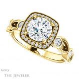 Round Cut Forever One Moissanite Engagement Ring #GTJ1201-round-fo-y