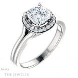 Cushion Cut Forever One Moissanite Engagement Ring #GTJ1202-cushion-fo-w 4 Cushion Cut Forever One Moissanite Engagement Ring #GTJ1202-cushion-fo-w