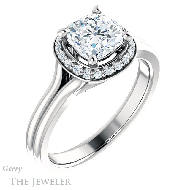Cushion Cut Forever One Moissanite Engagement Ring #GTJ1202-cushion-fo-w 4 Cushion Cut Forever One Moissanite Engagement Ring #GTJ1202-cushion-fo-w