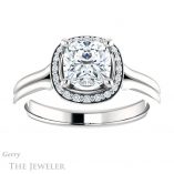 Cushion Cut Forever One Moissanite Engagement Ring #GTJ1202-cushion-fo-w 1 Cushion Cut Forever One Moissanite Engagement Ring #GTJ1202-cushion-fo-w
