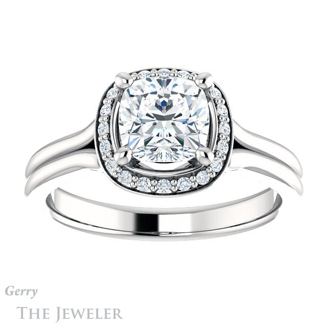 Cushion Cut Forever One Moissanite Engagement Ring #GTJ1202-cushion-fo-w